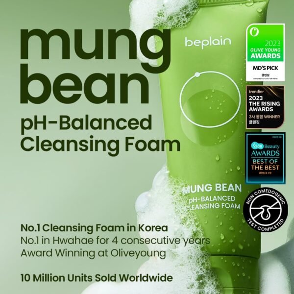 beplain Mung Bean pH-Balanced Cleansing Foam - Image 3