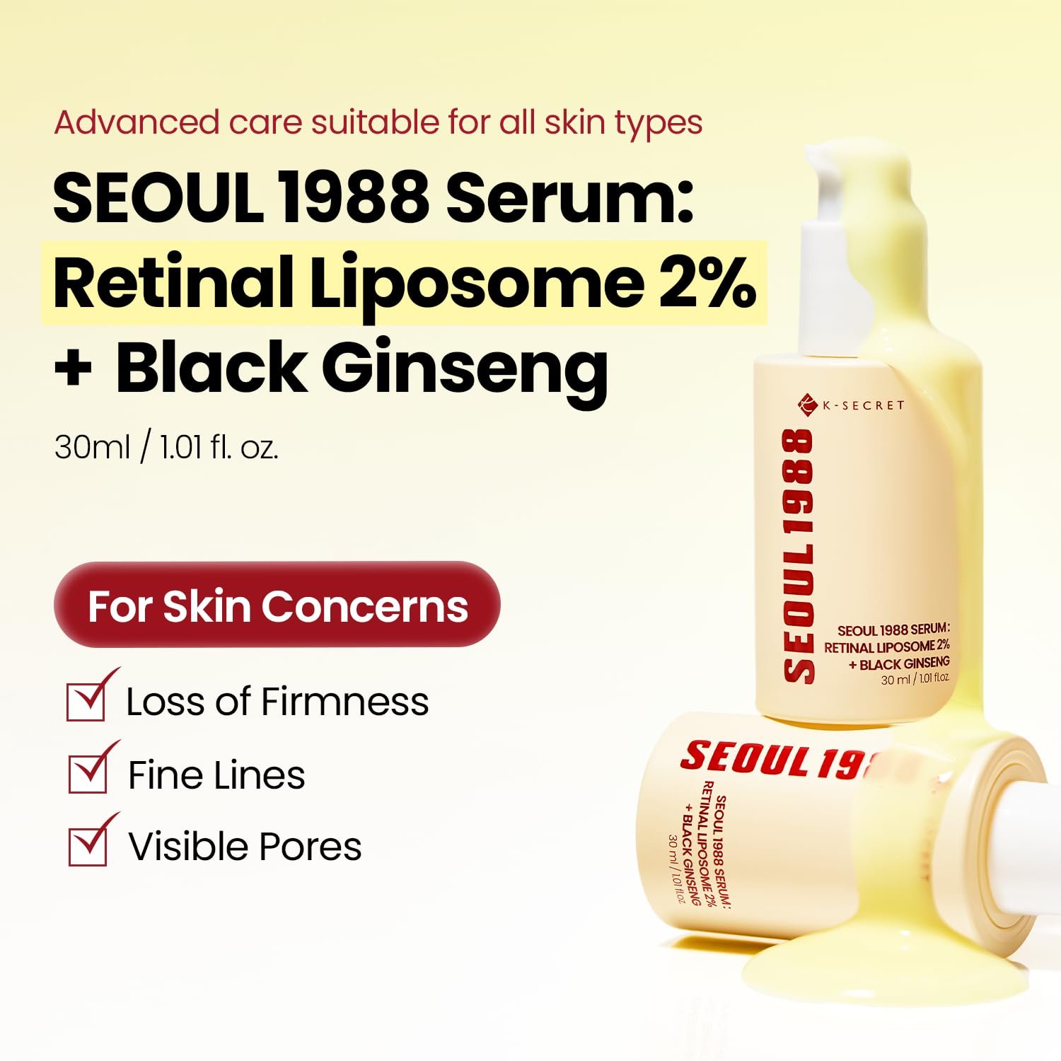 KSECRET - SEOUL 1988 Serum : Retinal Liposome 2% + Black Ginseng - Sérum anti-âge - Image 2