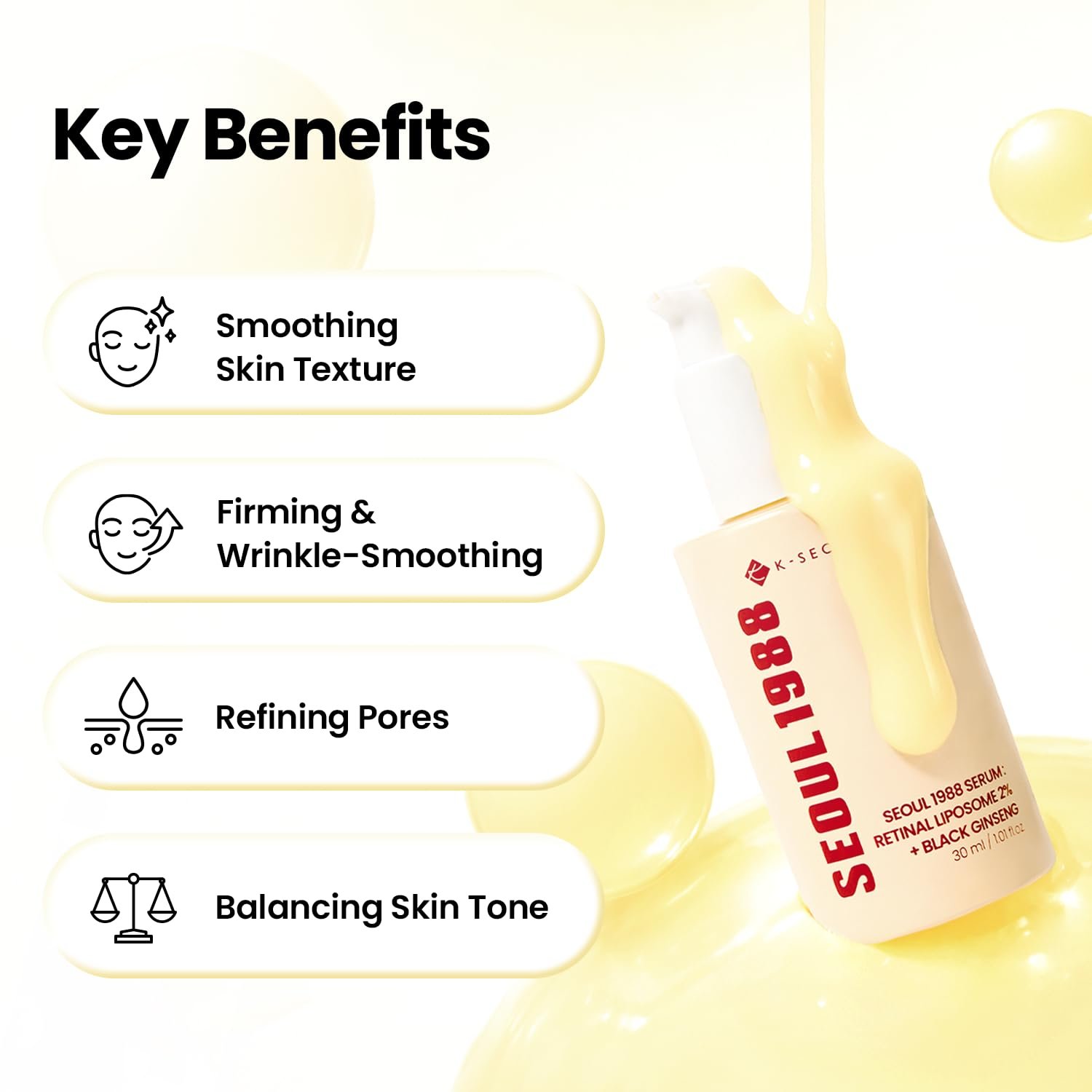 KSECRET - SEOUL 1988 Serum : Retinal Liposome 2% + Black Ginseng - Sérum anti-âge - Image 3