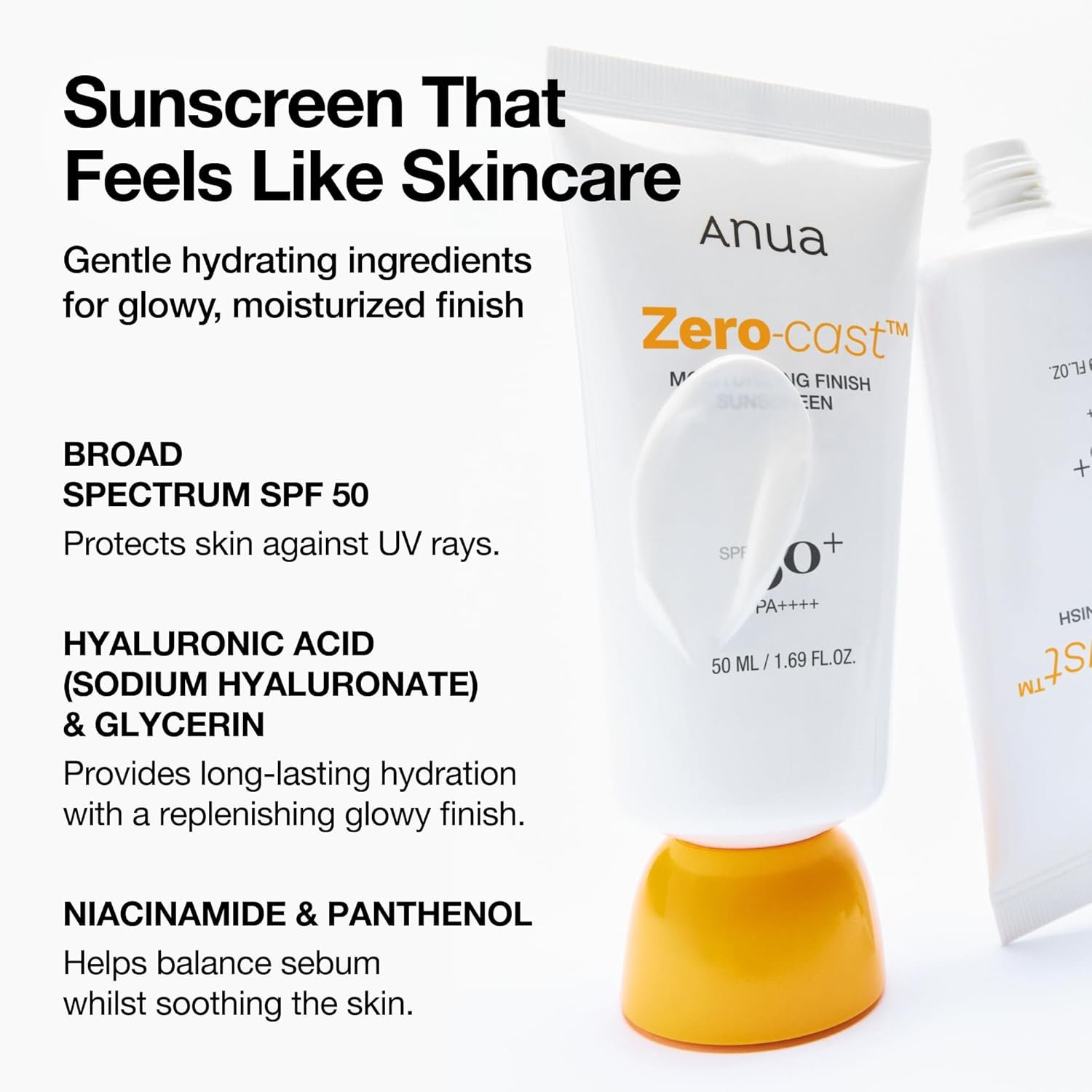 Anua - Zero-Cast Moisturizing Finish Sunscreen - Crème solaire waterproof - Image 2