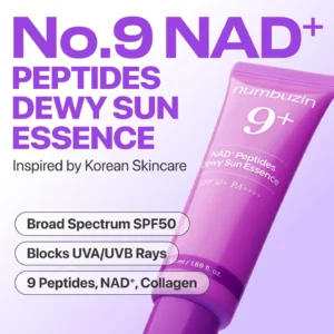 numbuzin - No.9 NAD Peptides Dewy Sun Essence - Essence solaire anti-âge aux peptides